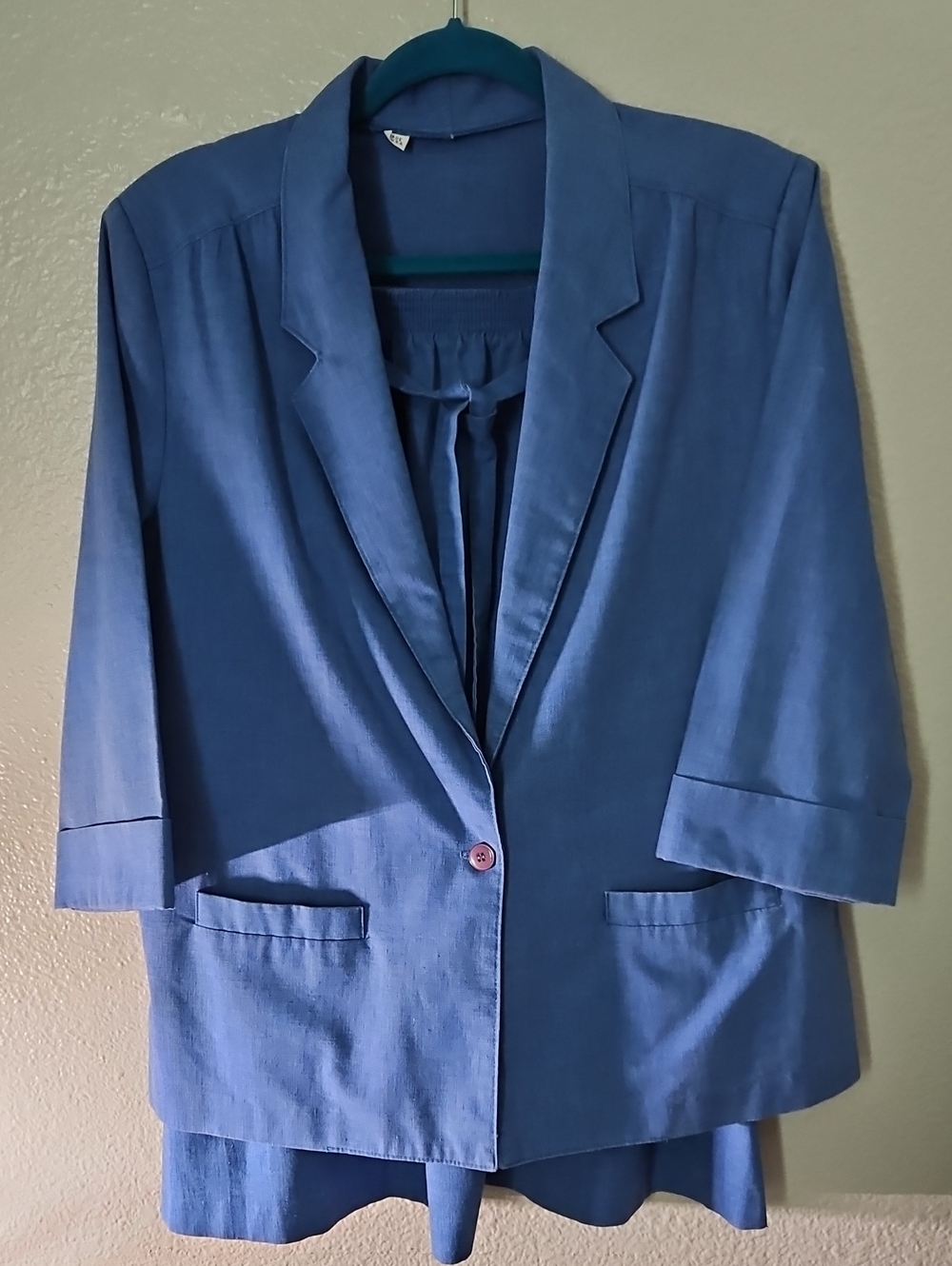 Vintage Alfred Dunner Two Piece Skirt Set Blue Made in USA Size 16